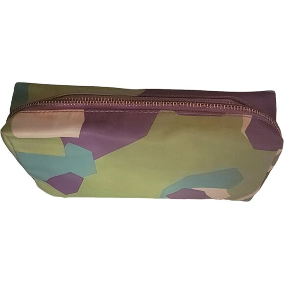 Mid Size Cosmetic pouch in a purple, green and white print - Picture 1 of 6
